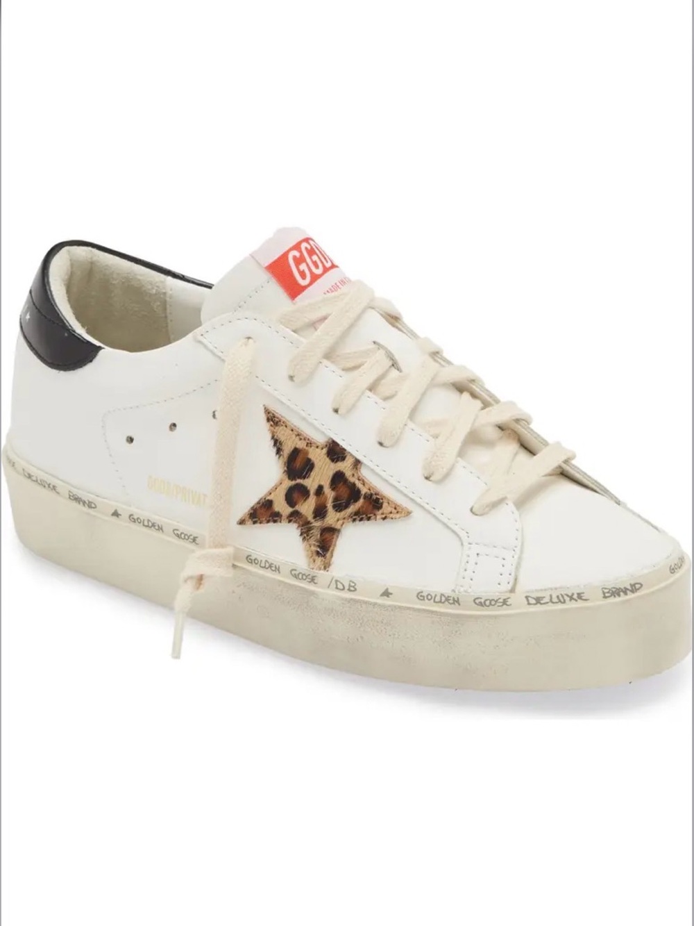 Golden Goose Leather Platform Hi Star Sneaker with Leopard Star